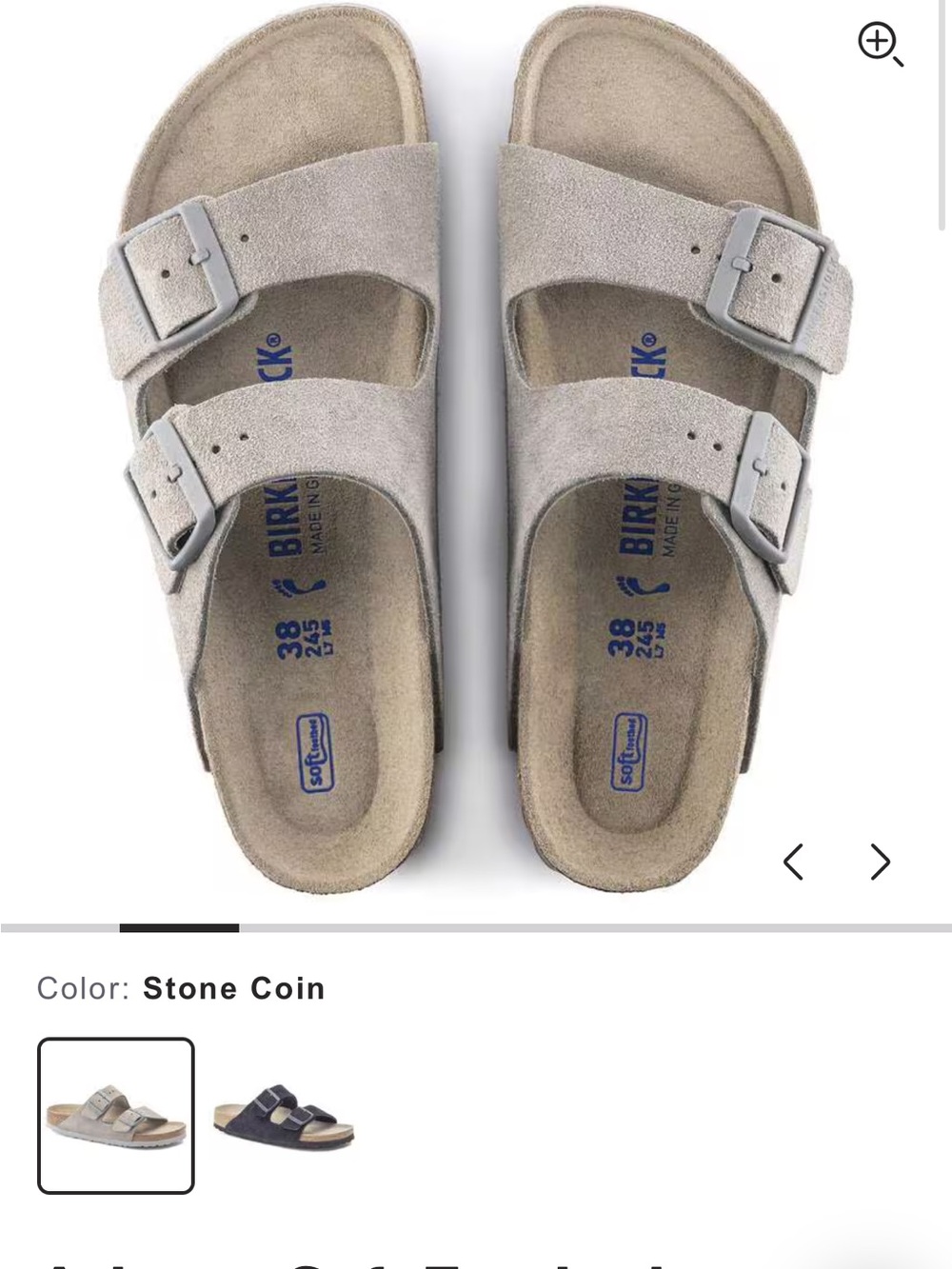 Birkenstock Arizona Suede Sandal in Stone Soft Bed